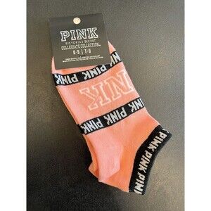 Victoria Secret Women Love Pink No Show Socks Collegiate Pink Peach Orange Color